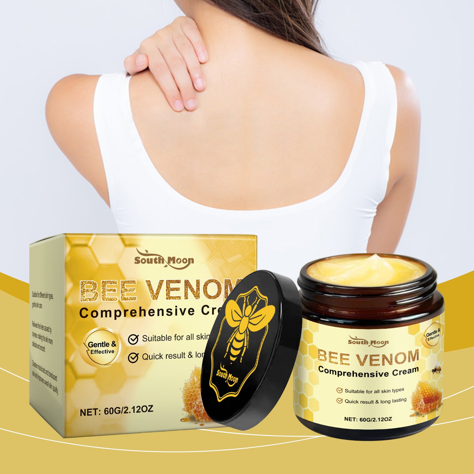 South Moon Bee Venom Skin Moisturizer, Gentle Moisturizing Creamy Moisturizing Skin Daily Care Cream - Image 3