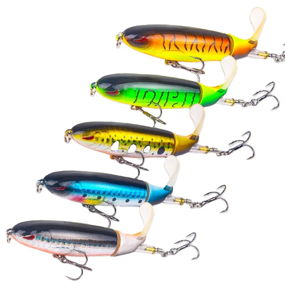 5pcs 1set 13g 10cm Top Water Pencil Fishing Lure Hard Bait With Floating Rotating Tail For Bass Trout Freshwater Saltwater - Image 2