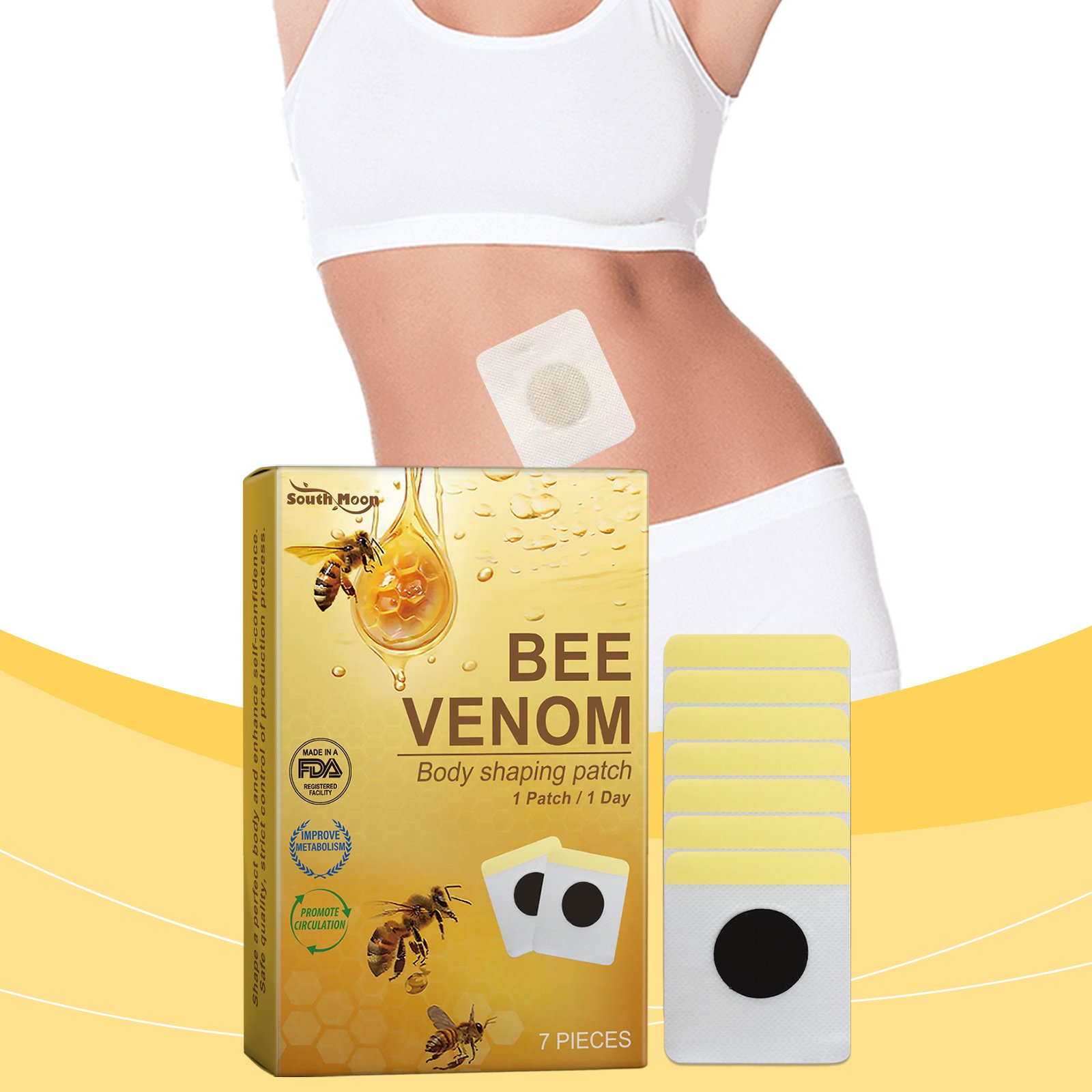 South Moon Bee Venom Body Shaping Patch Firming Light Skin Shape Curves Slimming Care Patch - Image 3