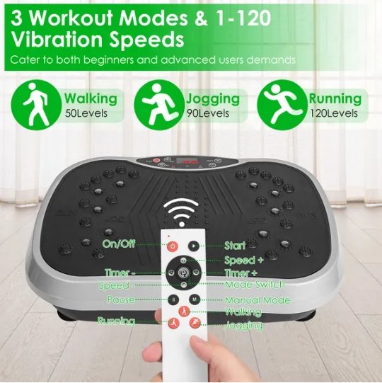Vibration Exercise Machine With Resistant Bands Remote Control Whole Body Vibration Platform Workout Equipment Home Fitness Training Equipment For Weight Loss Fat Burner - Image 6