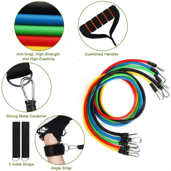 11Pcs Resistance Bands Set Fitness Workout Tubes Exercise Tube Bands - Image 4