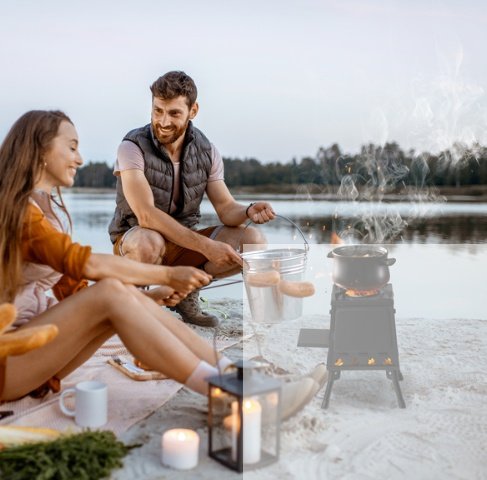 Wrought Iron Panel 27x27x34cm Black Detachable Piece Portable Camping Stove - Image 4