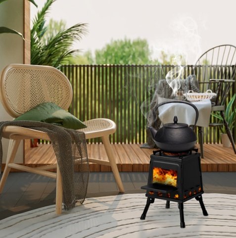 Wrought Iron Panel 27x27x34cm Black Detachable Piece Portable Camping Stove - Image 5