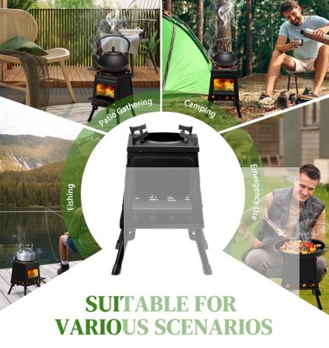 Wrought Iron Panel 27x27x34cm Black Detachable Piece Portable Camping Stove - Image 6