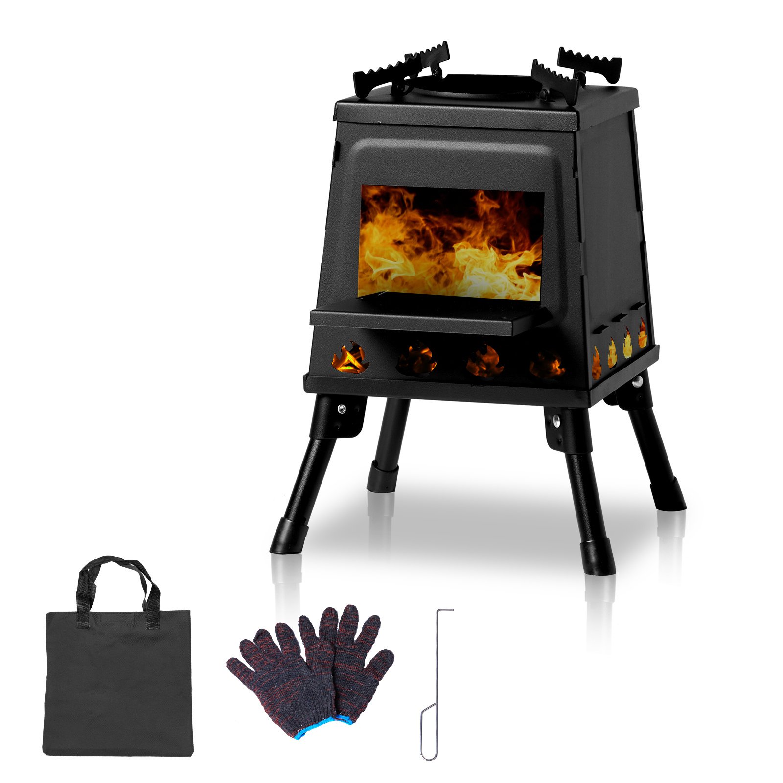 Wrought Iron Panel 27x27x34cm Black Detachable Piece Portable Camping Stove - Image 9