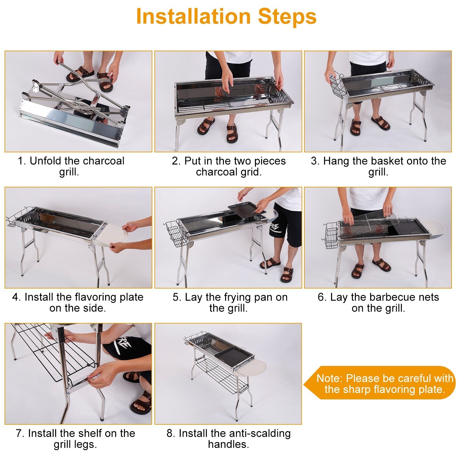 1Pc Foldable BBQ Grill For Outdoor Picnic Portable Charcoal Barbeque Grill Stainless Steel BBQ Grill For Picnic Camping Yard Cooking Fedex Shipping - Image 3