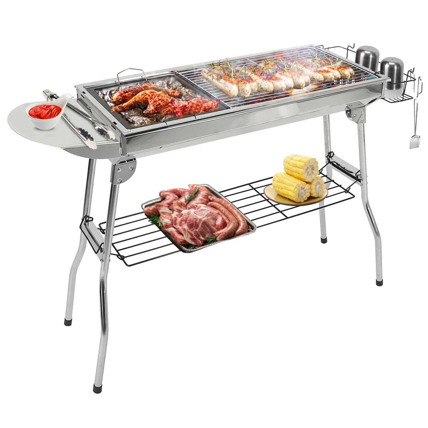 1Pc Foldable BBQ Grill For Outdoor Picnic Portable Charcoal Barbeque Grill Stainless Steel BBQ Grill For Picnic Camping Yard Cooking Fedex Shipping - Image 8