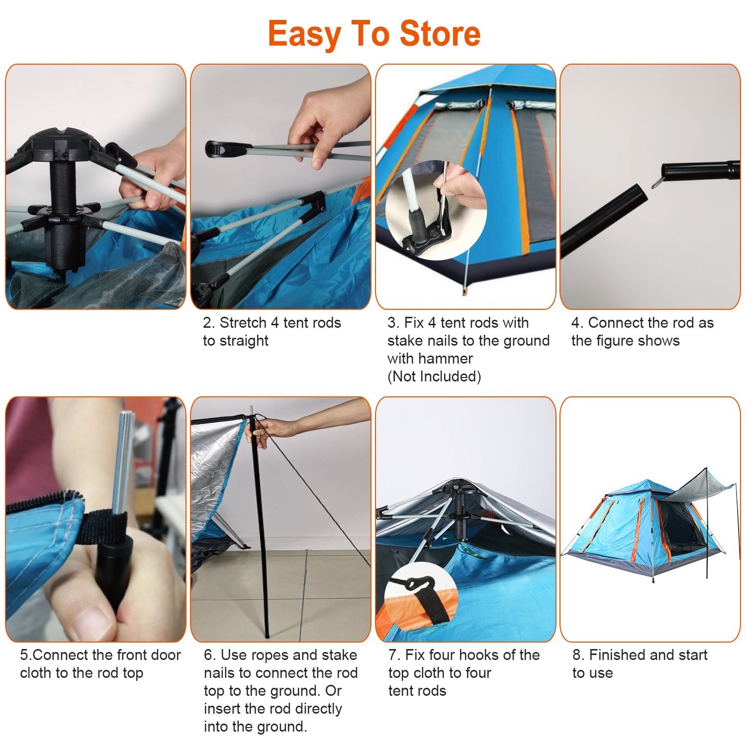 1Pc 4-5 Person Camping Tent With 2 Mosquito Nets Windows Carry Bag Waterproof 7.05x7.05x4.46ft For Hiking Climbing Adventure Fishing Fedex Shipping - Image 7