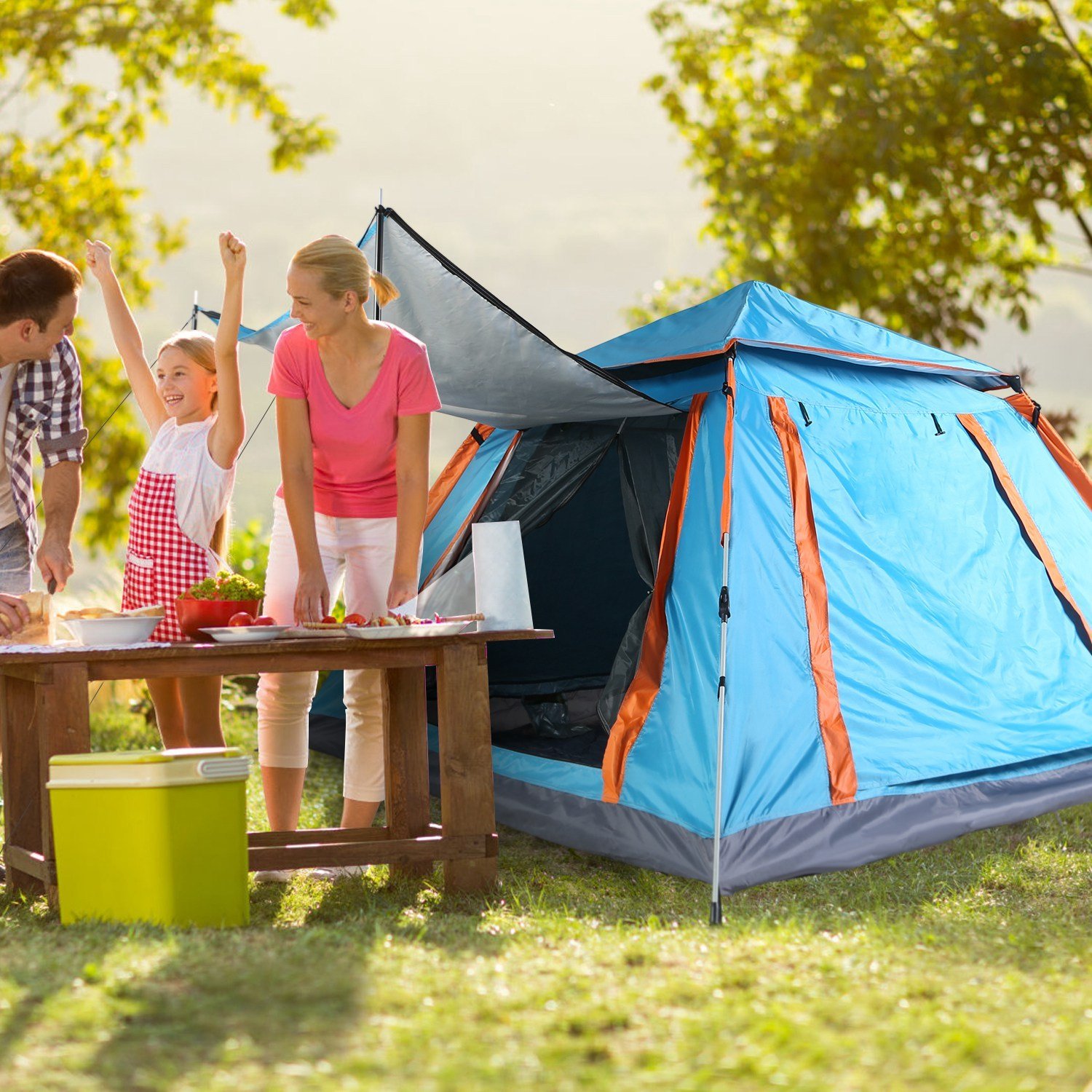 1Pc 4-5 Person Camping Tent With 2 Mosquito Nets Windows Carry Bag Waterproof 7.05x7.05x4.46ft For Hiking Climbing Adventure Fishing Fedex Shipping - Image 9