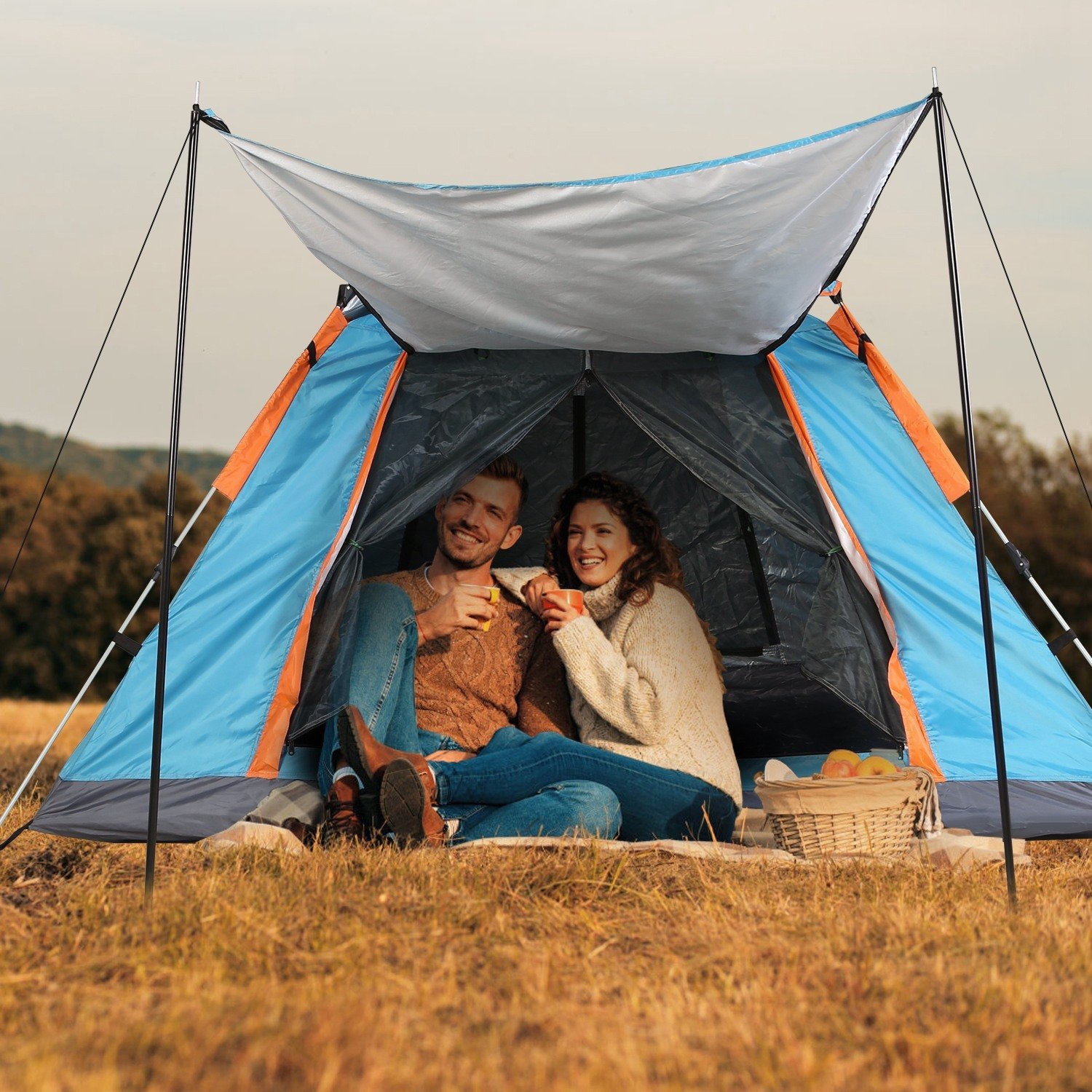 1Pc 4-5 Person Camping Tent With 2 Mosquito Nets Windows Carry Bag Waterproof 7.05x7.05x4.46ft For Hiking Climbing Adventure Fishing Fedex Shipping - Image 10