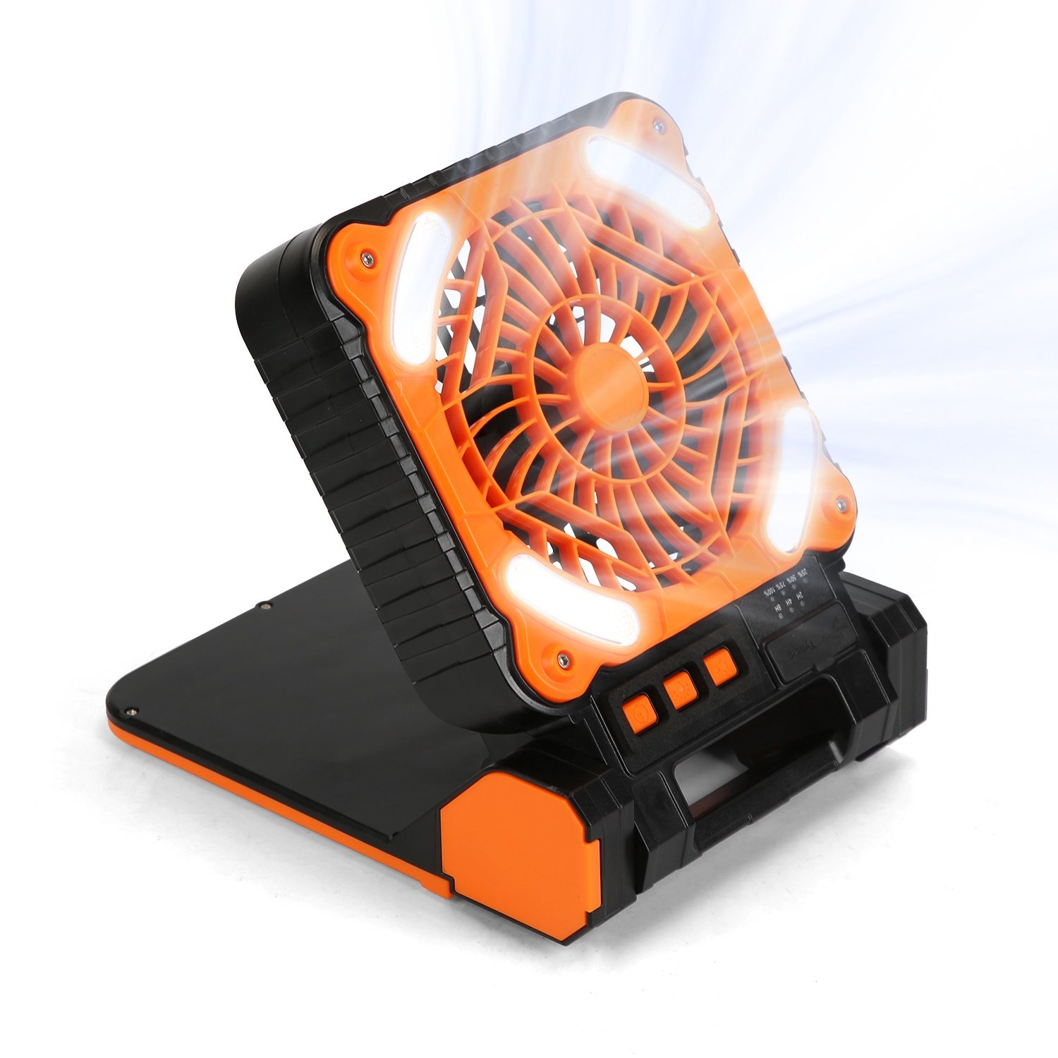 1Pc Solar Camping Fan With LED Lantern 5200mAh Rechargeable Battery Operated Portable Fan With Emergency Power Bank 4 Wind Speeds 3 Light Modes 3 Timers For Hiking Fishing Travel - Image 4