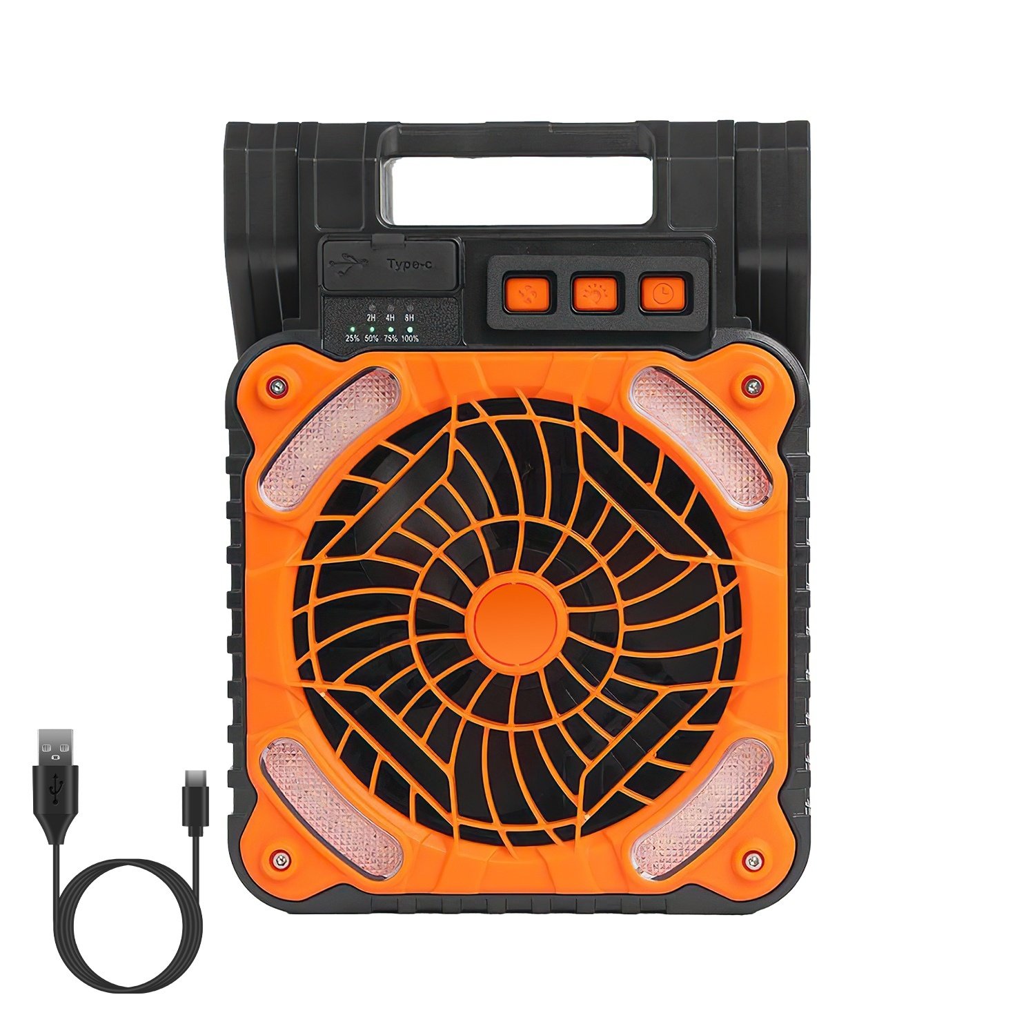 1Pc Solar Camping Fan With LED Lantern 5200mAh Rechargeable Battery Operated Portable Fan With Emergency Power Bank 4 Wind Speeds 3 Light Modes 3 Timers For Hiking Fishing Travel - Image 9
