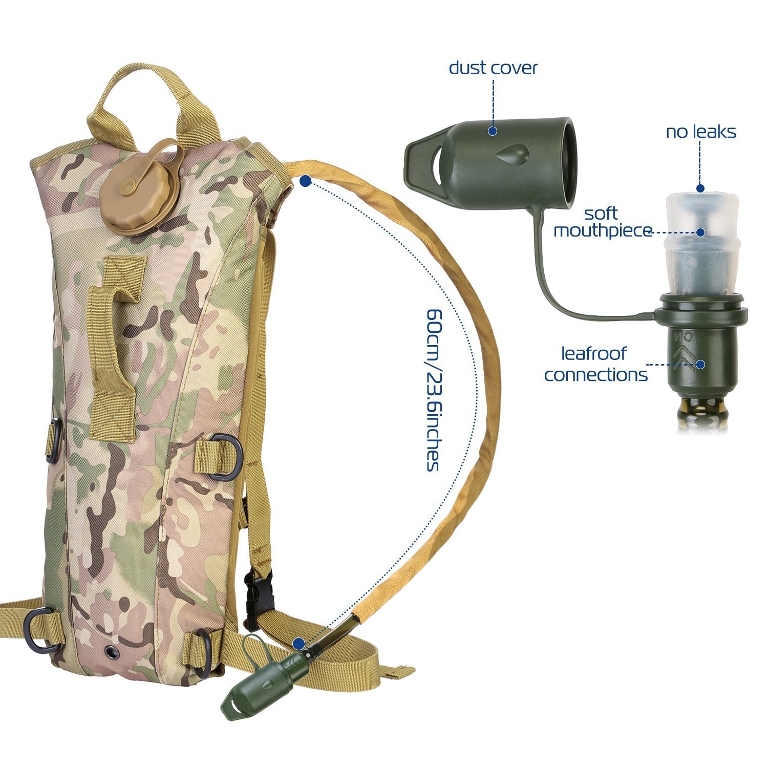 1Pc 3L Tactical Hydration Pack Water Bladder Adjustable Water Drink Backpack For Hiking Cycling Climbing Running - Image 7