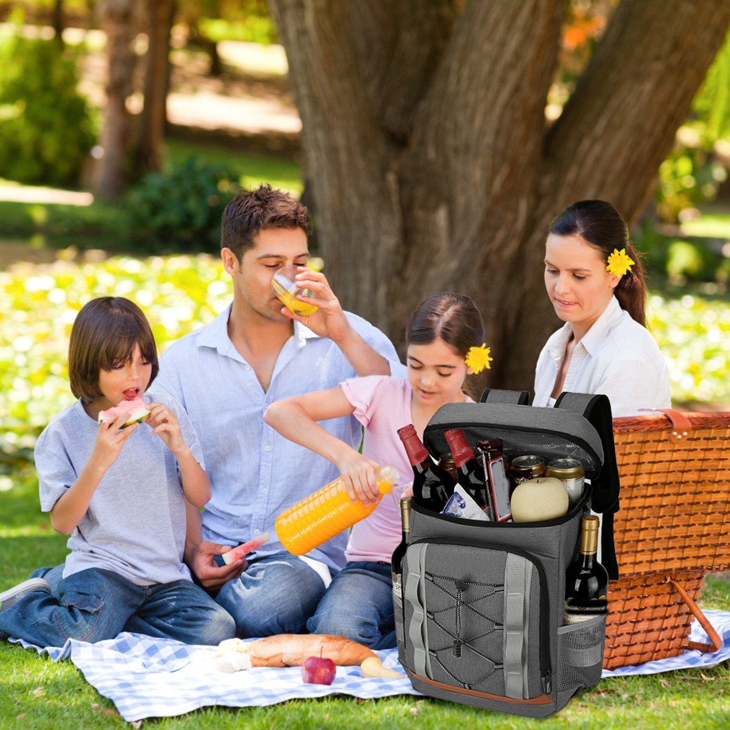 Grey-Black Options 1Pc Cooler Backpack 36 Can Leakproof Insulated Cooler Backpack With 25L 6.6Gal For Picnic Camping Beach Hiking Fishing Travel - Image 5