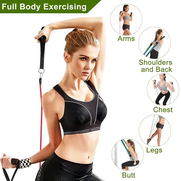 11Pcs Resistance Bands Set Fitness Workout Tubes Exercise Tube Bands - Image 5