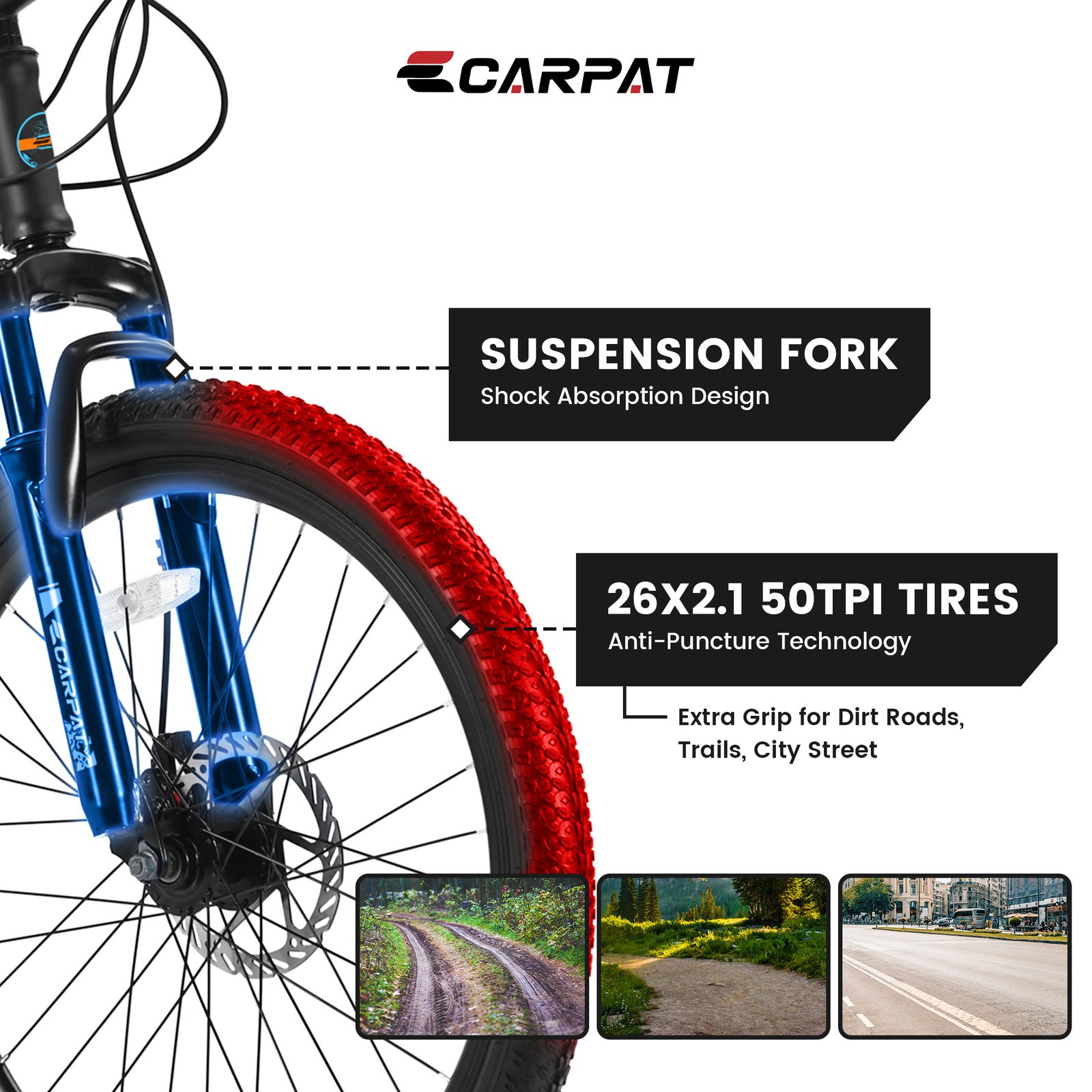 S26102 26 Inch Mountain Bike, Shimano 21 Speeds With Mechanical Disc Brakes, High-Carbon Steel Frame, Suspension Bikes Mountain Bicycle For Teenagers - Image 10