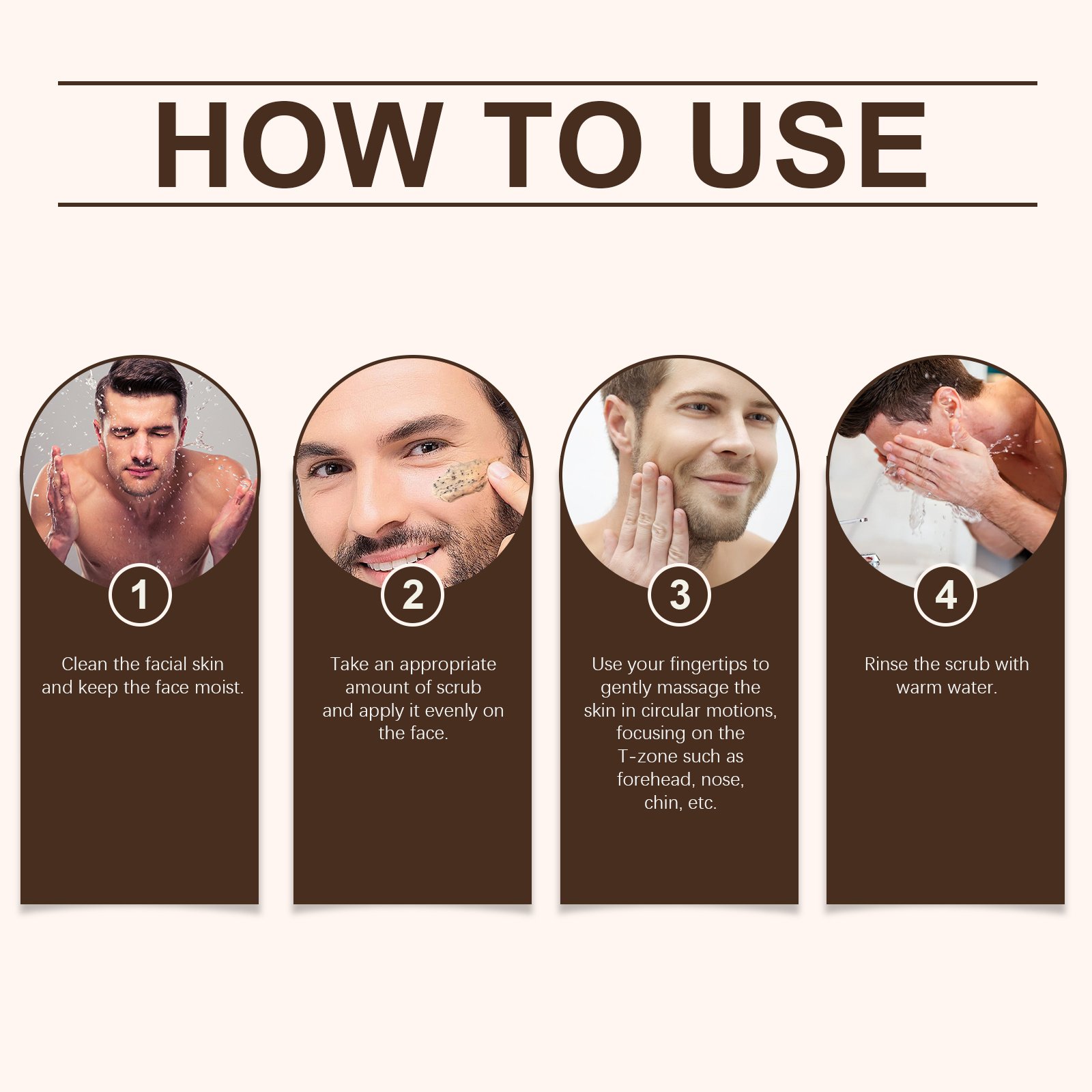 East Moon Coffee Facial Scrub, Men's Facial Hair Cleanser Pores Refreshing Comfort Cleansing Cream - Image 7