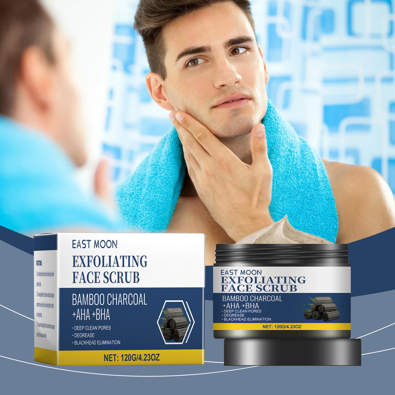 East Moon Charcoal Facial Scrub, Gentle Exfoliating Comfort Cleansing Face Moisturizing Moisturizing Scrub - Image 3