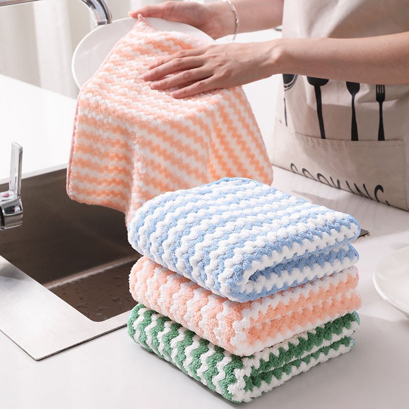 Kitchen Cleaning Rag Coral Fleece Dish Washing Cloth Super Absorbent Scouring Pad Dry And Wet Kitchen Cleaning Towels Lazy Cleaning Supplies - Image 2