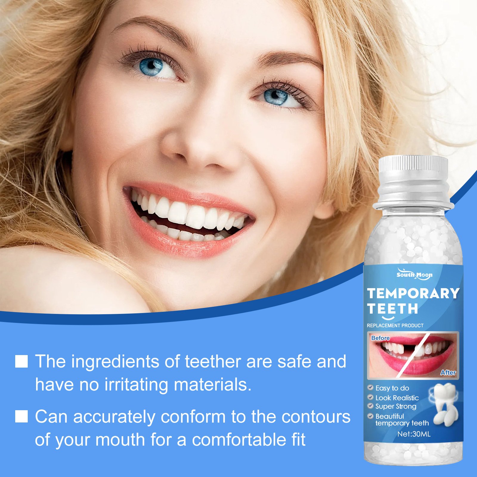 South Moon Solid Dental Gel Fixing Teeth Temporary Filling Cavities Filling Gel Dentures Denture Gap Filling Gel - Image 4