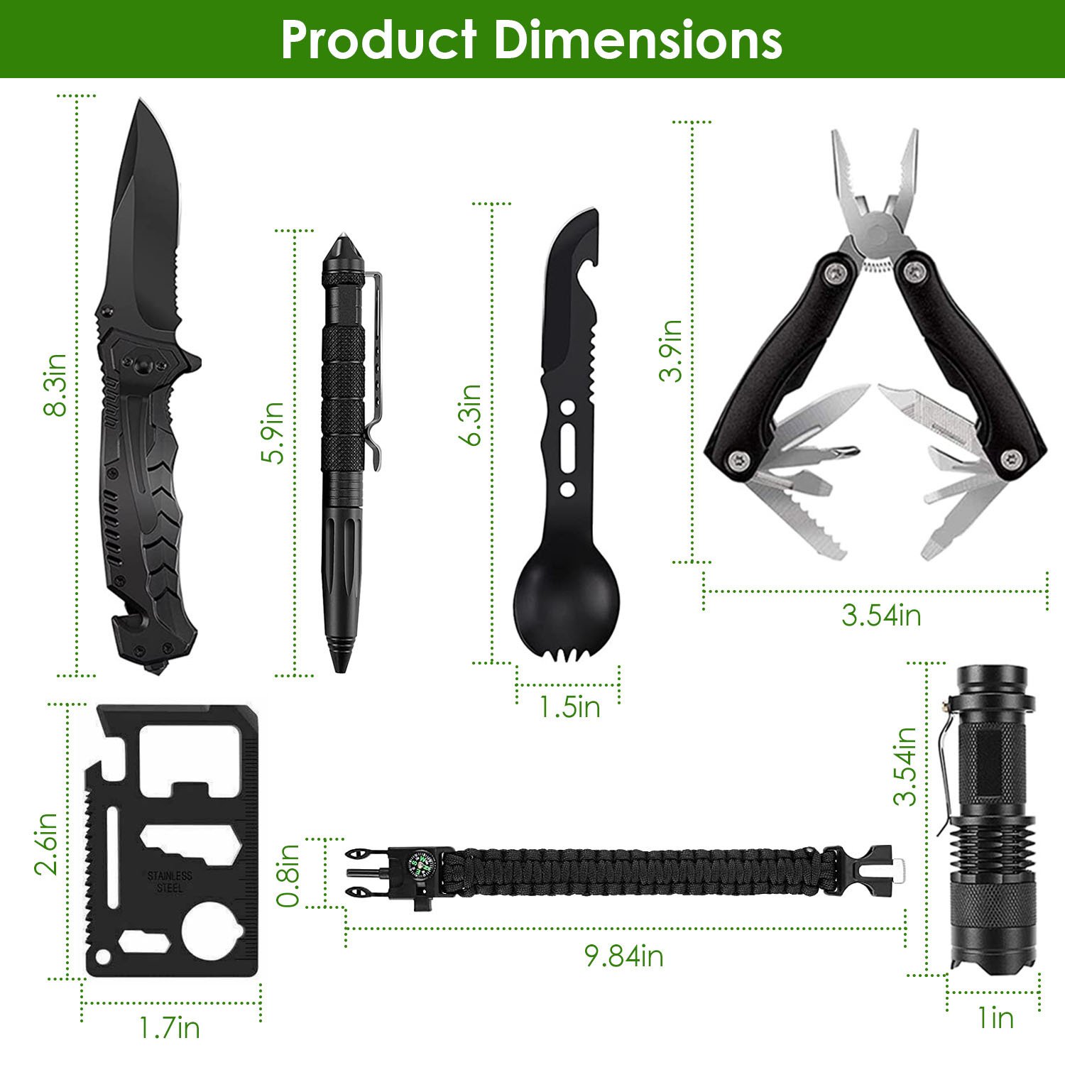 47Pcs Emergency Survival Kit Survival EDC Gear Equipment Tool First Aid Supplies Kit Tools With Pouch For Hiking Hunting Disaster Camping Adventure - Image 10