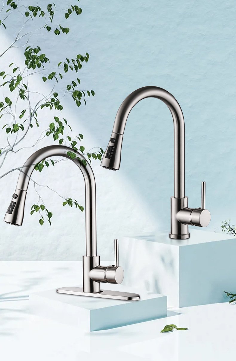Pull-out Hot And Cold Household Kitchen And Dishwashing Brushed Copper Sink Faucet - Image 4