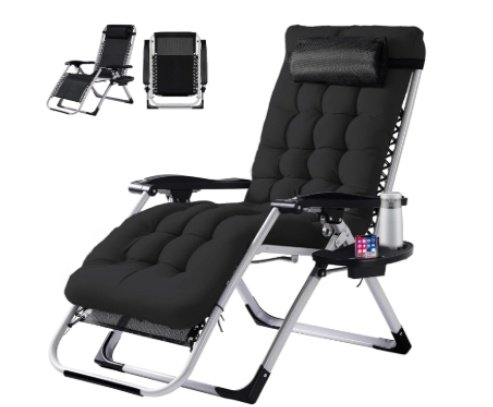 Zero Gravity Chair, Reclining Camping Lounge Chair For Indoor, Reclining Patio Chairs With Cup Holder Trays And Removable Cushion - Image 2