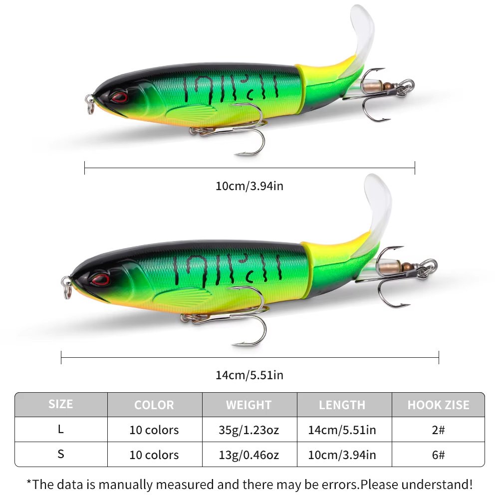 5pcs 1set 13g 10cm Top Water Pencil Fishing Lure Hard Bait With Floating Rotating Tail For Bass Trout Freshwater Saltwater - Image 4
