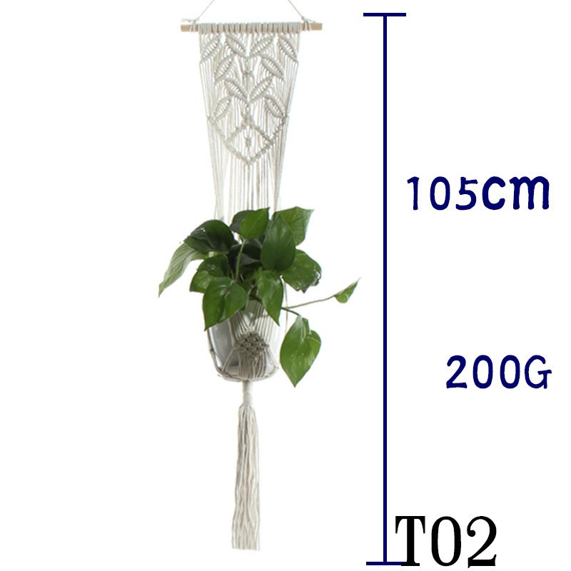 Flower Pot Net Bag Beige Cotton Rope Indoor Plant Hanger Hanging Basket Sling - Image 10