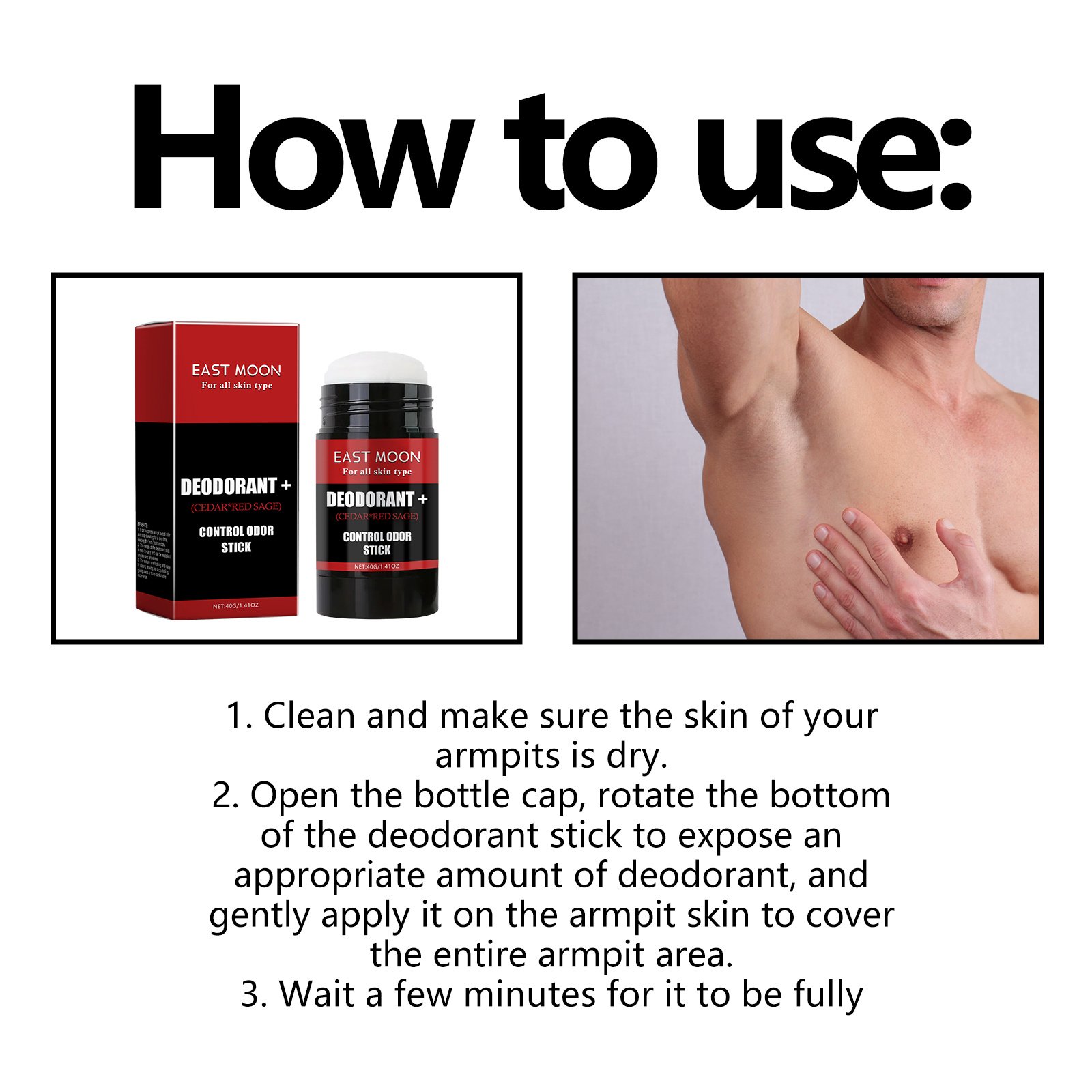 East Moon Control Odor Stick, Clean Armpit Odors Fresh And Long-Lasting Portable Body Stick - Image 7