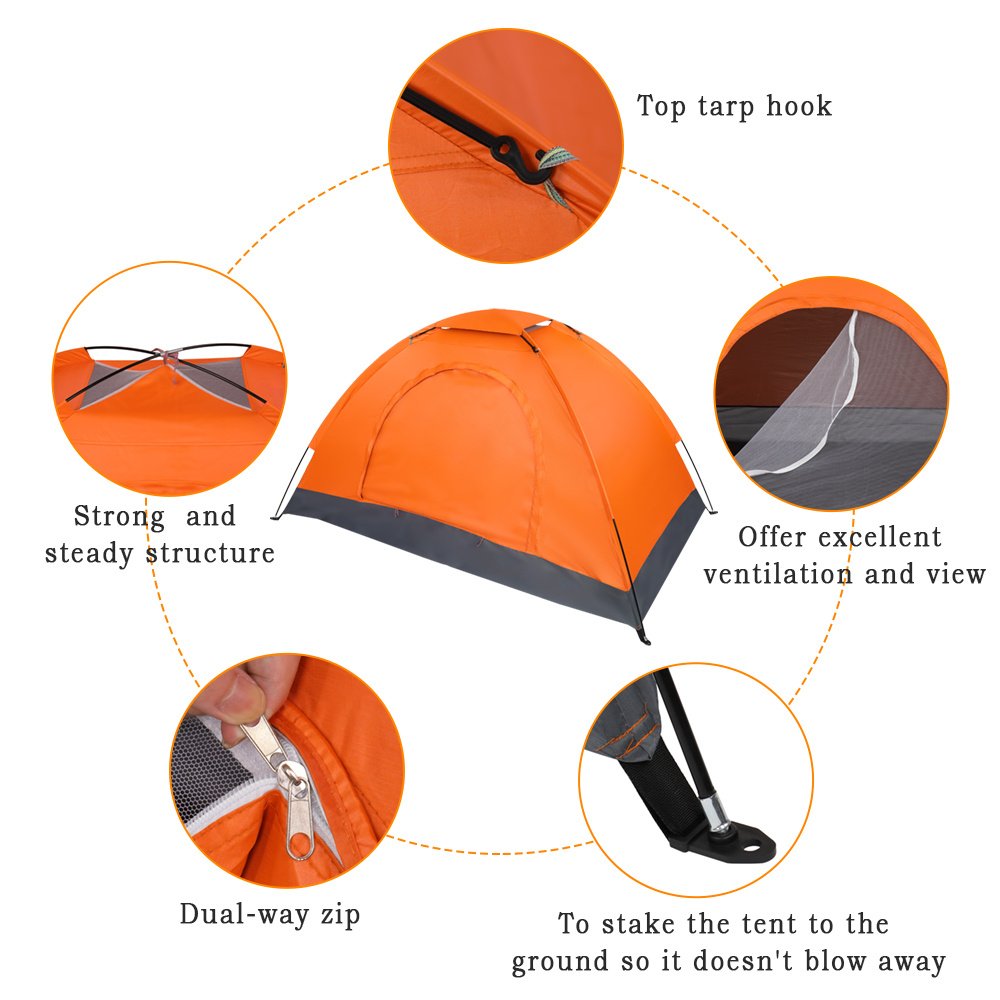 Single-person Single-layer Orange Tent - Image 5