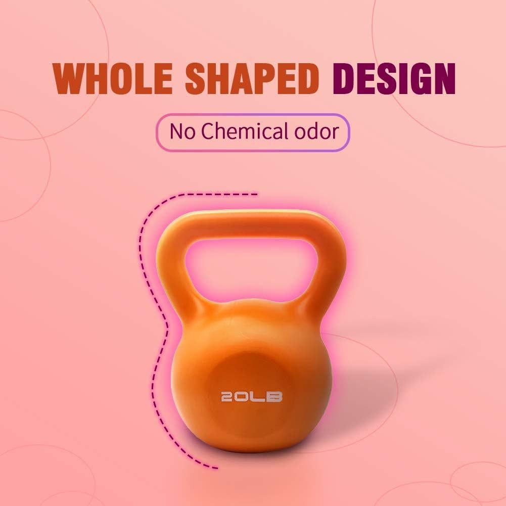 20lbs Kettlebell Set, Strength Training Kettlebells Weight Set For Women, Vinyl Coated Kettle Bell For Home Gym Workout Weight Lifting Equipment, Comfortable Grip Wide Handle Weights - Image 3