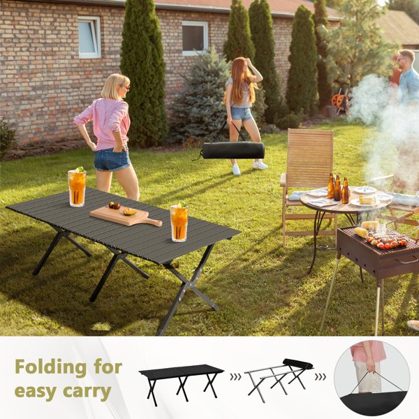 116X60X42cm Black Camping Roll Table - Image 10
