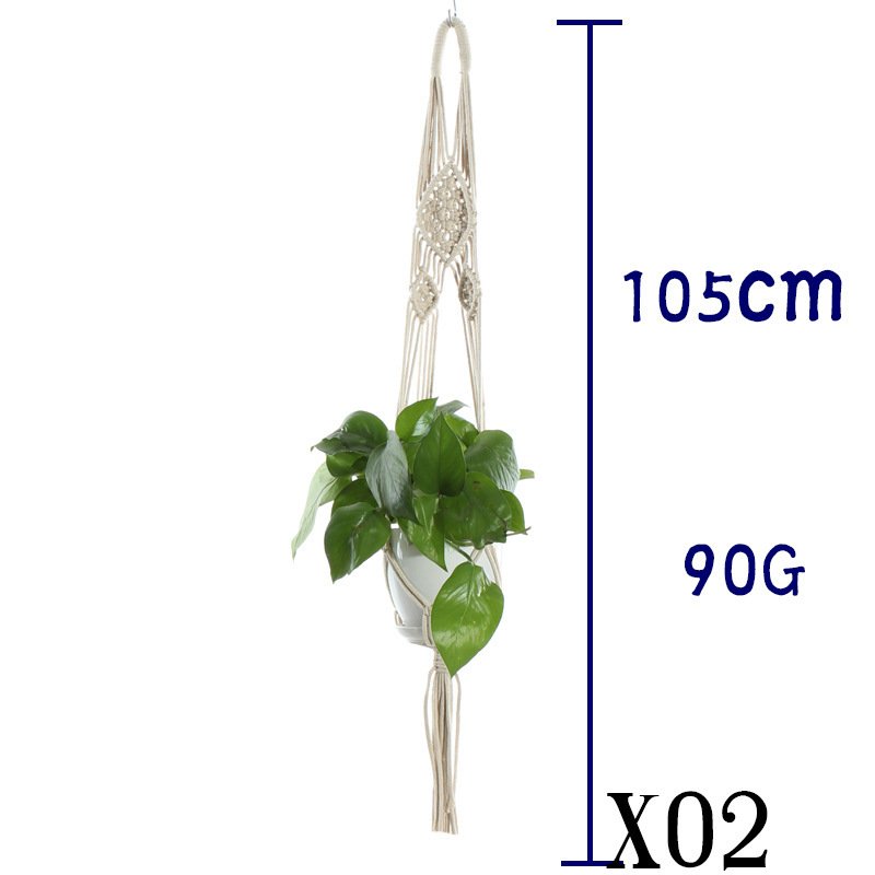 Flower Pot Net Bag Beige Cotton Rope Indoor Plant Hanger Hanging Basket Sling - Image 9