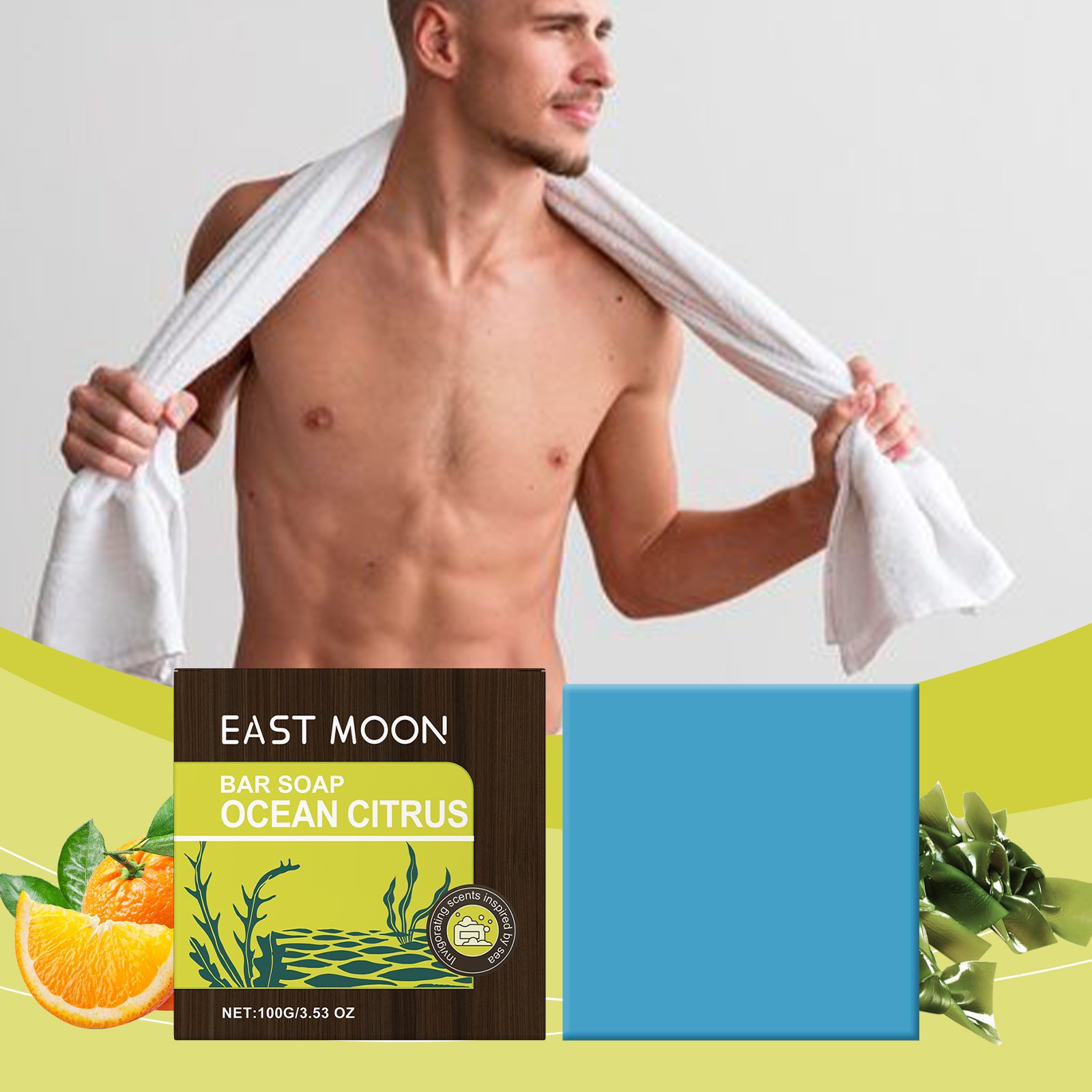 East Moon Ocean Citrus Bath Soap, For Men Gentle Clean Oil Control Refreshing Stay Fragrant Body Bath Soap - Image 3