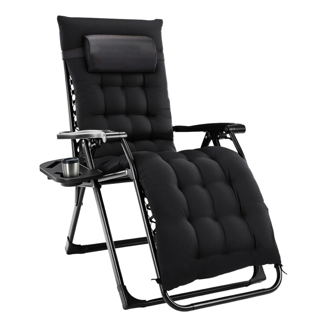 Zero Gravity Chair, Reclining Camping Lounge Chair For Indoor, Reclining Patio Chairs With Cup Holder Trays And Removable Cushion - Image 3