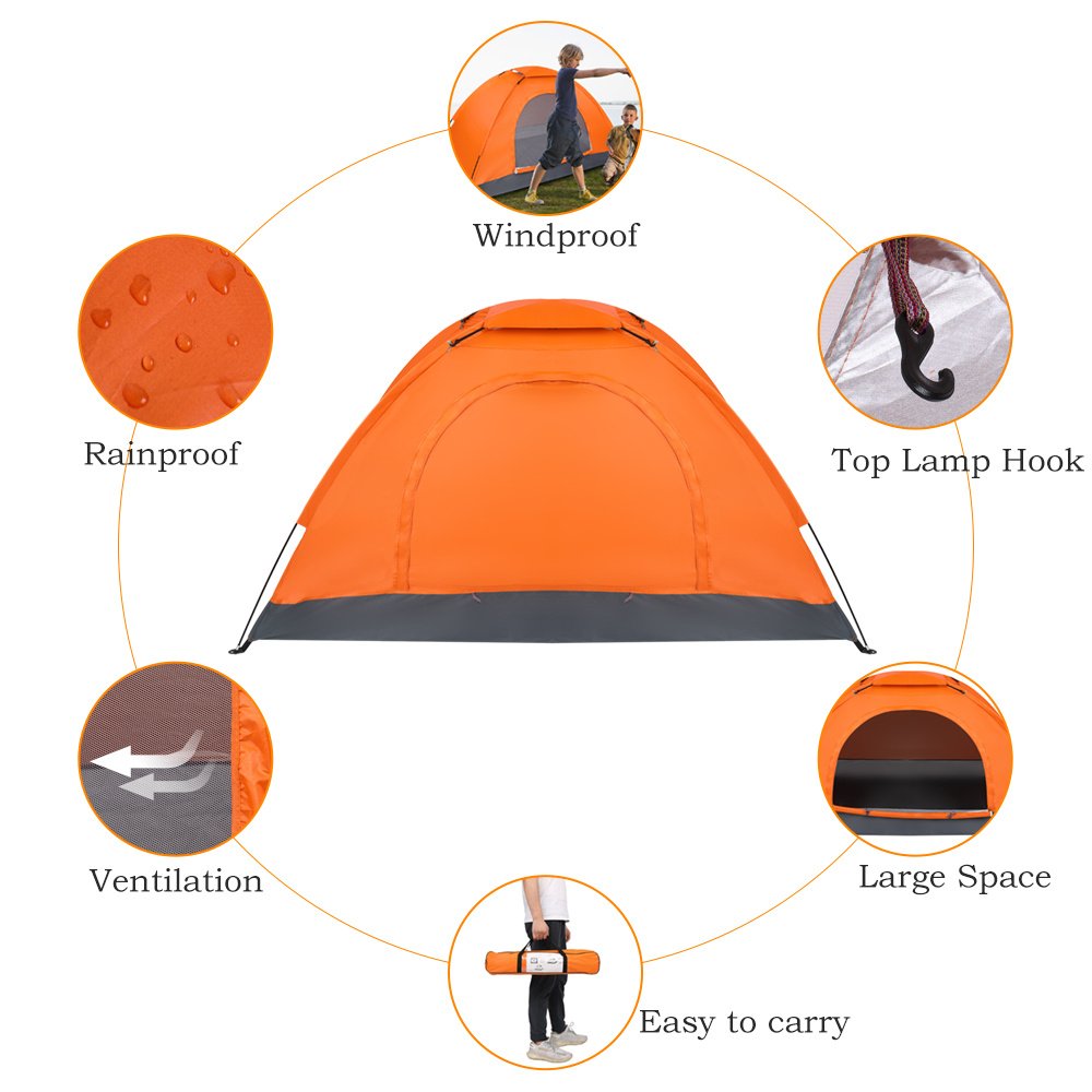 Single-person Single-layer Orange Tent - Image 4