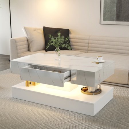 6.93IN High LED Coffee Table,Modern Coffee Table For Living Room,Living Room Tables,Large Living Room Furniture,LED Lights - Image 2