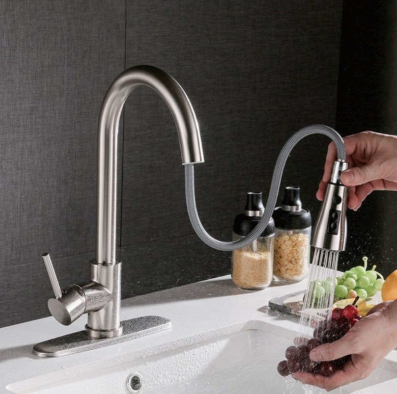 Pull-out Hot And Cold Household Kitchen And Dishwashing Brushed Copper Sink Faucet - Image 6