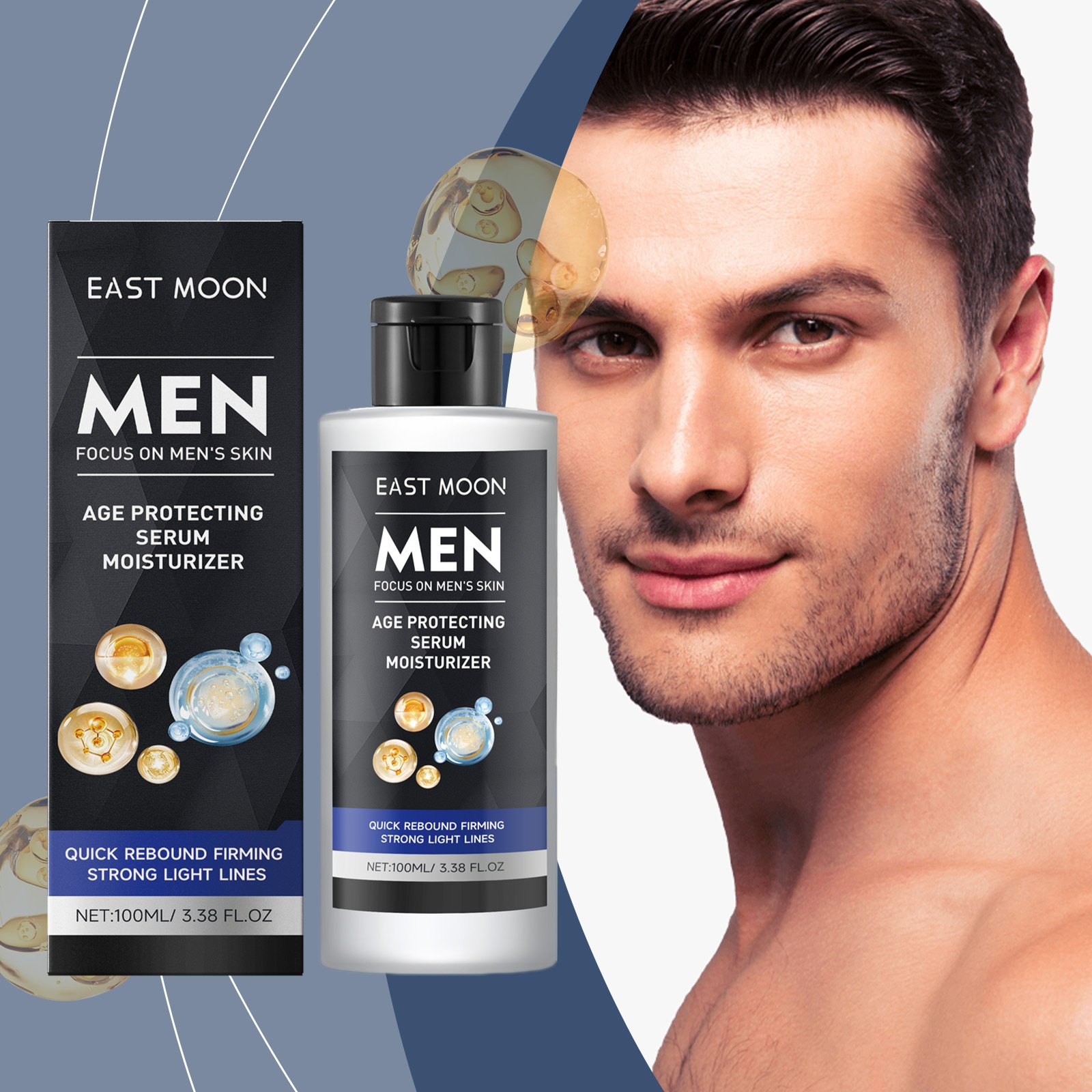 East Moon Men's Face Firming Serum, Lighten Fine Lines, Firming And Hydrating Daily Skin Care - Image 3
