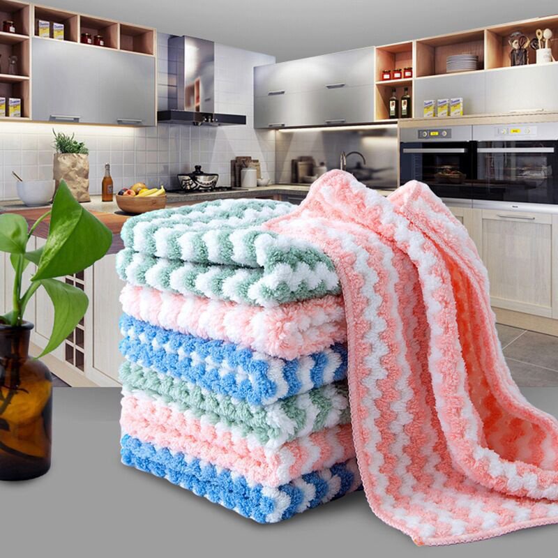 Kitchen Cleaning Rag Coral Fleece Dish Washing Cloth Super Absorbent Scouring Pad Dry And Wet Kitchen Cleaning Towels Lazy Cleaning Supplies - Image 5