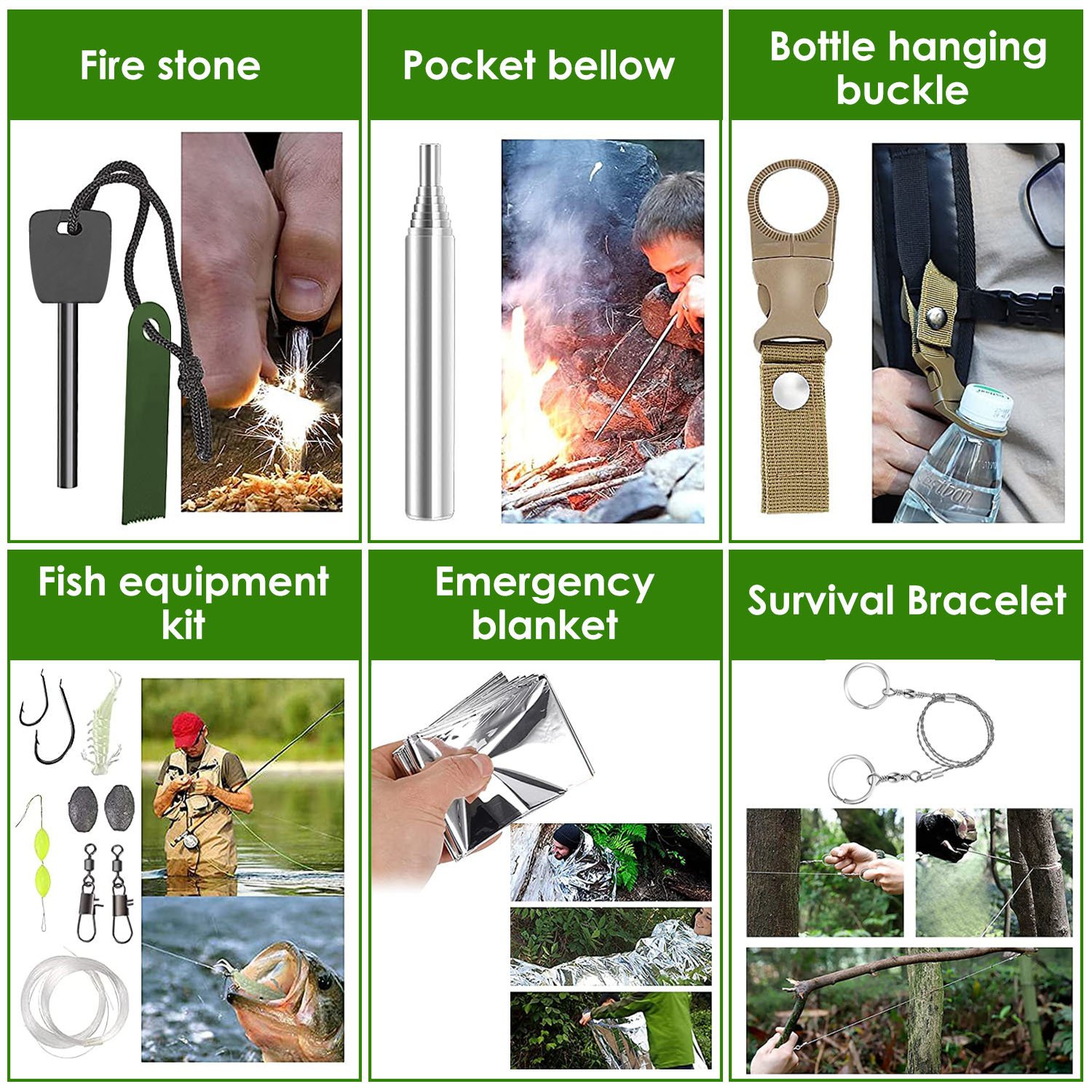 47Pcs Emergency Survival Kit Survival EDC Gear Equipment Tool First Aid Supplies Kit Tools With Pouch For Hiking Hunting Disaster Camping Adventure - Image 5