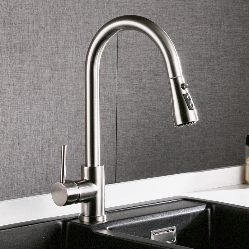 Pull-out Hot And Cold Household Kitchen And Dishwashing Brushed Copper Sink Faucet - Image 7