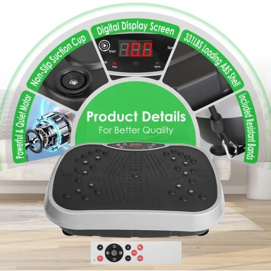 Vibration Exercise Machine With Resistant Bands Remote Control Whole Body Vibration Platform Workout Equipment Home Fitness Training Equipment For Weight Loss Fat Burner - Image 5
