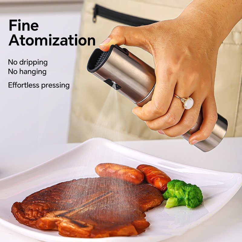Fuel Spray Can Household Kitchen Supplies Artifact Stainless Steel Oil Injection Bottle Spice Bottle Spray Press Type Barbecue Oil Bottle Kitchen Gadgets - Image 5
