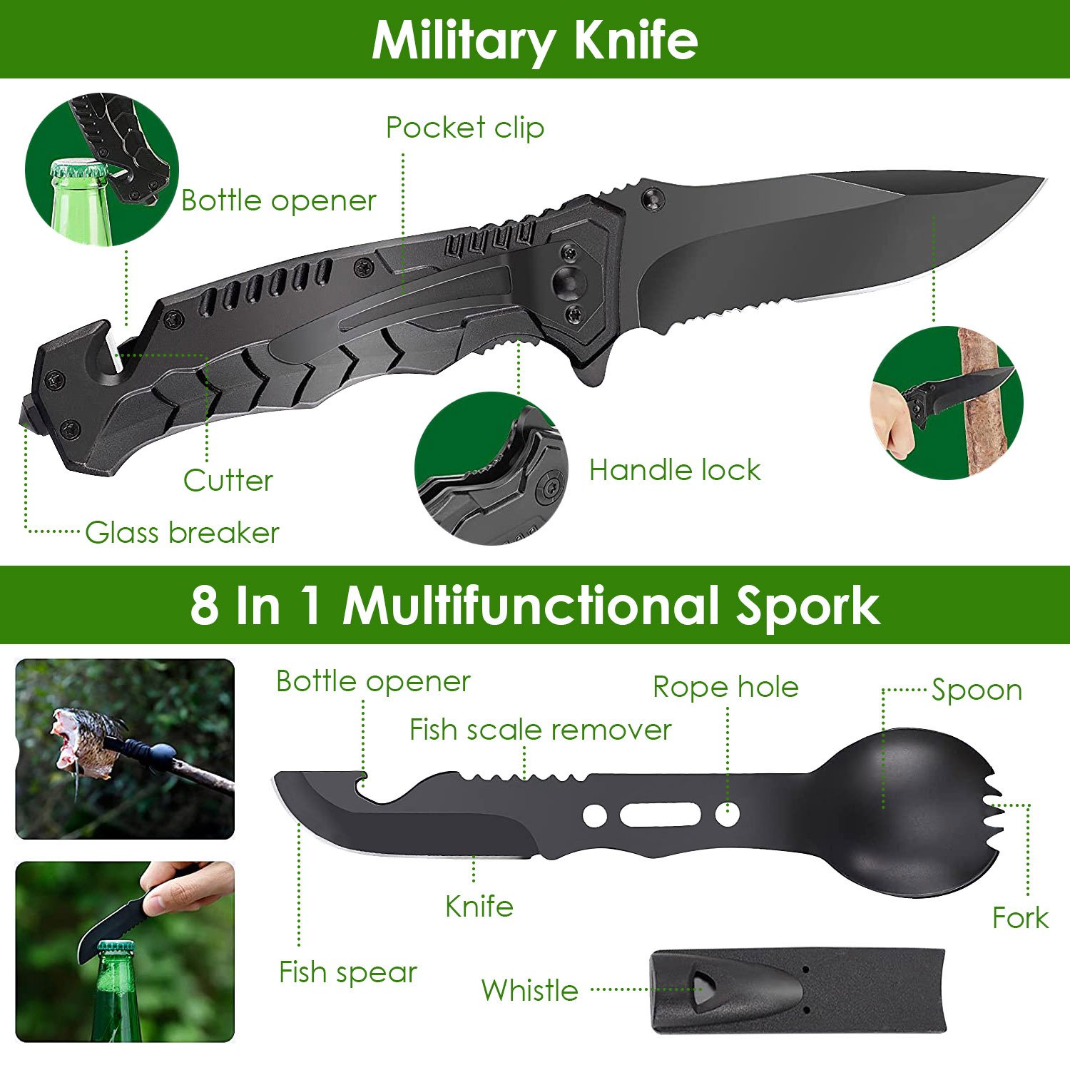 47Pcs Emergency Survival Kit Survival EDC Gear Equipment Tool First Aid Supplies Kit Tools With Pouch For Hiking Hunting Disaster Camping Adventure - Image 6