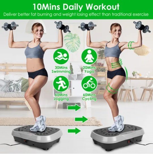Vibration Exercise Machine With Resistant Bands Remote Control Whole Body Vibration Platform Workout Equipment Home Fitness Training Equipment For Weight Loss Fat Burner - Image 3