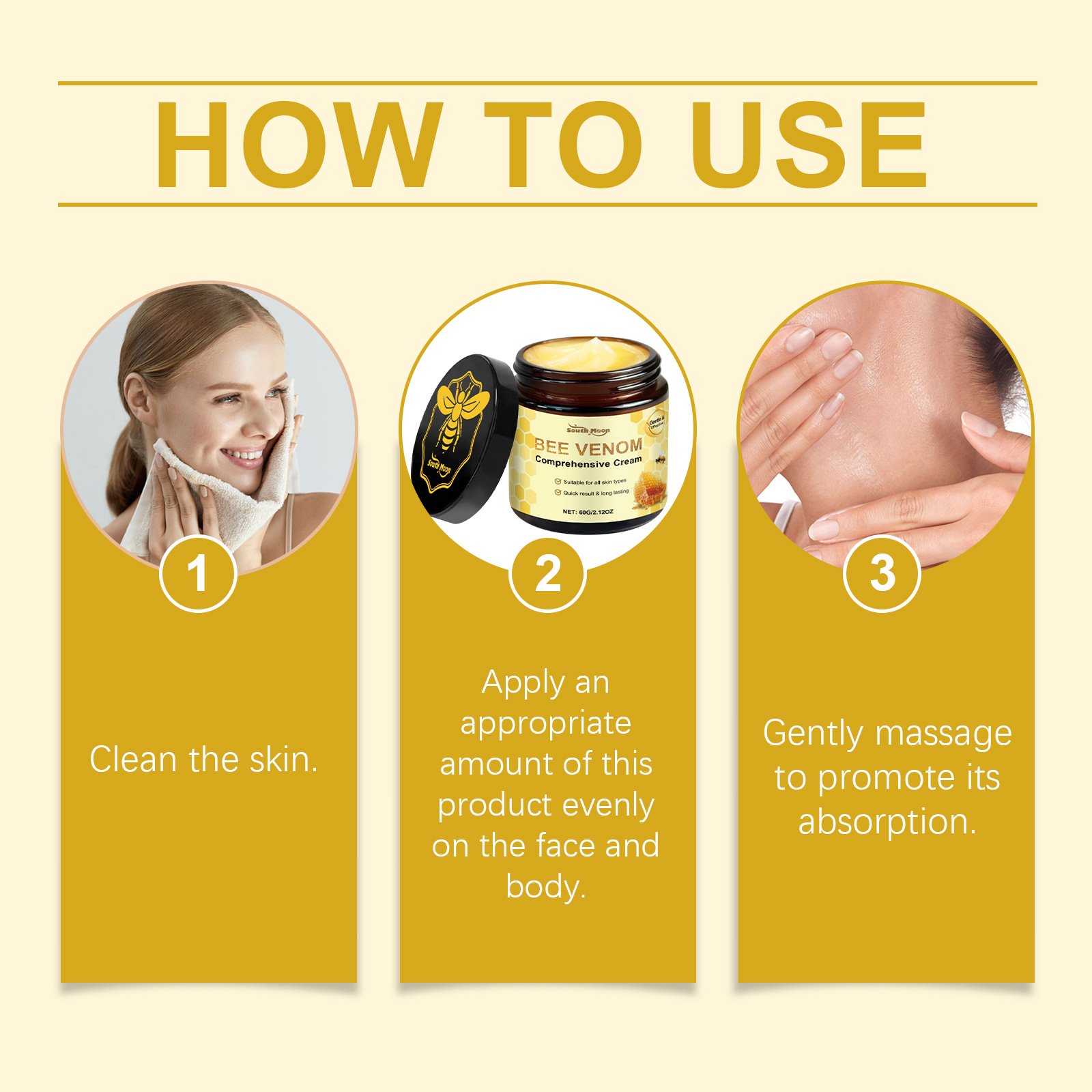 South Moon Bee Venom Skin Moisturizer, Gentle Moisturizing Creamy Moisturizing Skin Daily Care Cream - Image 7