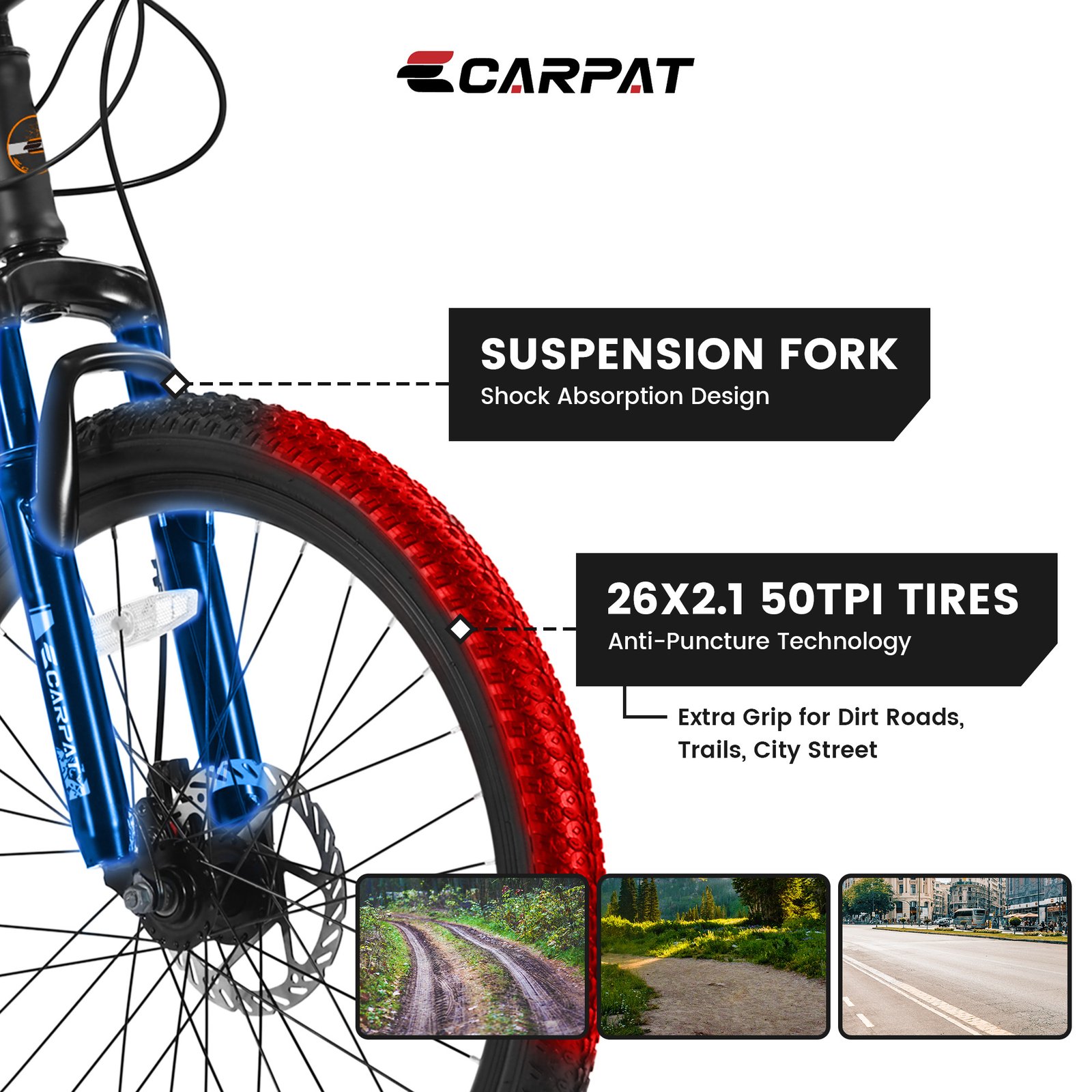 S26102 26 Inch Mountain Bike, Shimano 21 Speeds With Mechanical Disc Brakes, High-Carbon Steel Frame, Suspension Bikes Mountain Bicycle For Teenagers - Image 5