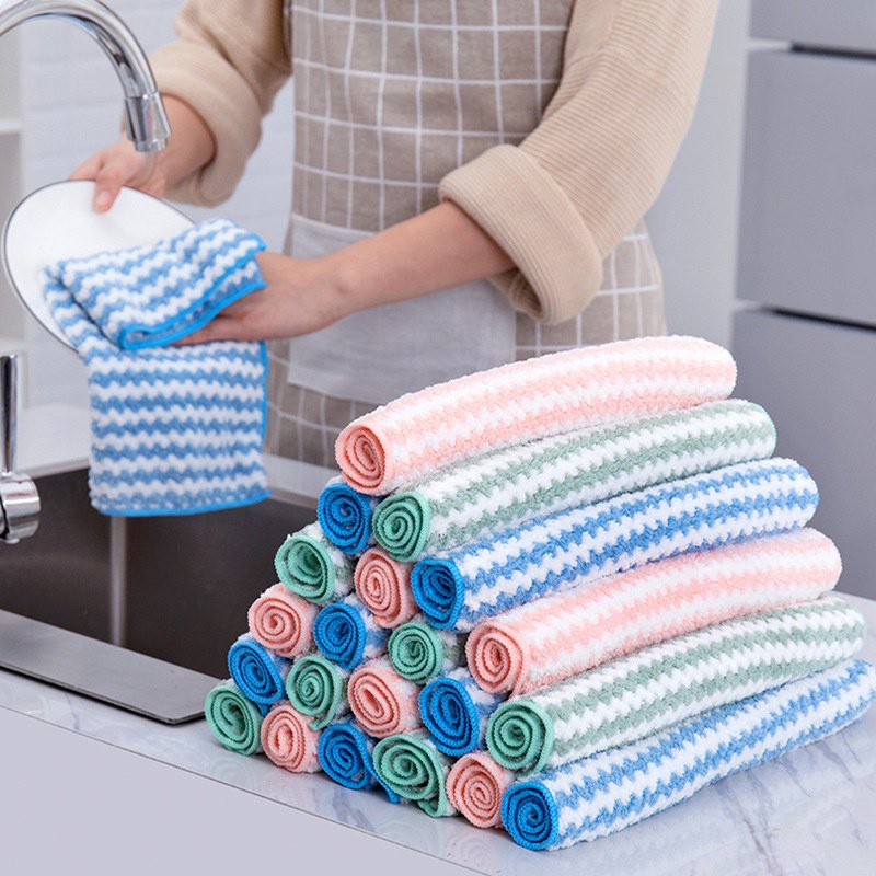 Kitchen Cleaning Rag Coral Fleece Dish Washing Cloth Super Absorbent Scouring Pad Dry And Wet Kitchen Cleaning Towels Lazy Cleaning Supplies - Image 3